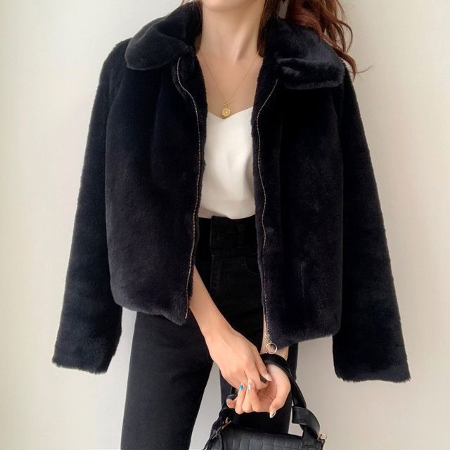 Women Thick Fur Coat Zipper Cotton AliFinds