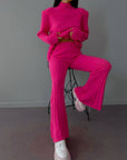 Women's Autumn And Winter Pullover Knitwear Pants Woolen Two-piece Set AliFinds