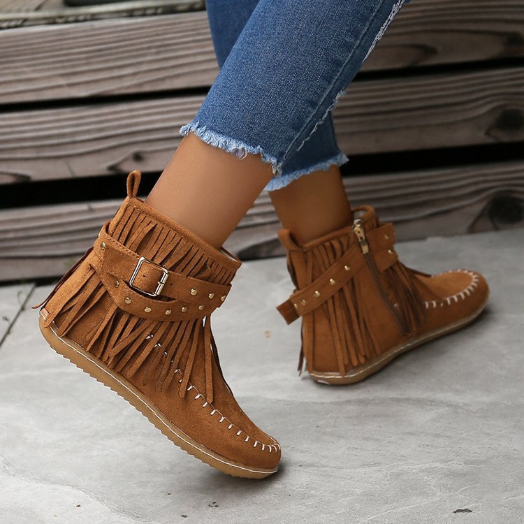 Women&#39;s Flat Buckle Martin Boots Retro AliFinds