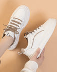 Women's New Muffin Platform White Shoes Leather Waterproof Stylish Sneaker Spring AliFinds