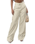 Women's Solid Color Pocket High Waist Trousers AliFinds