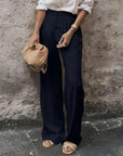 Women's Solid Color Pocket High Waist Trousers AliFinds