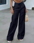 Women's Solid Color Pocket High Waist Trousers AliFinds