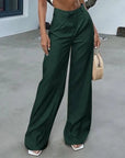 Women's Solid Color Pocket High Waist Trousers AliFinds