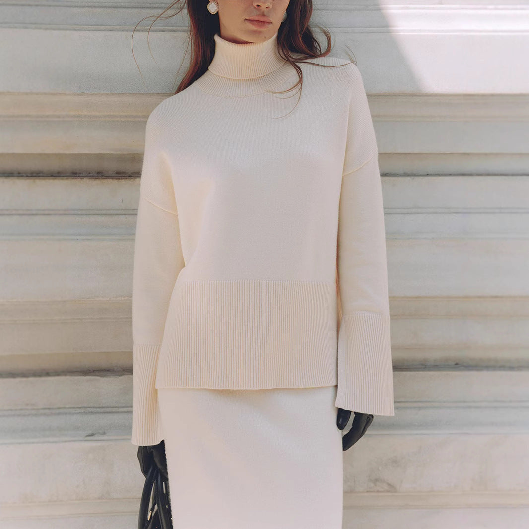 Women’s Loose Sweater &amp; Split Skirt Set – Effortless Elegance for the Modern Socialite