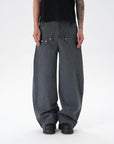 Men’s Loose Machete Pants - Wide Leg Cotton Trousers (Khaki/Gray, M-2XL) Straight Leg Comfort Fit with Elastic Waist