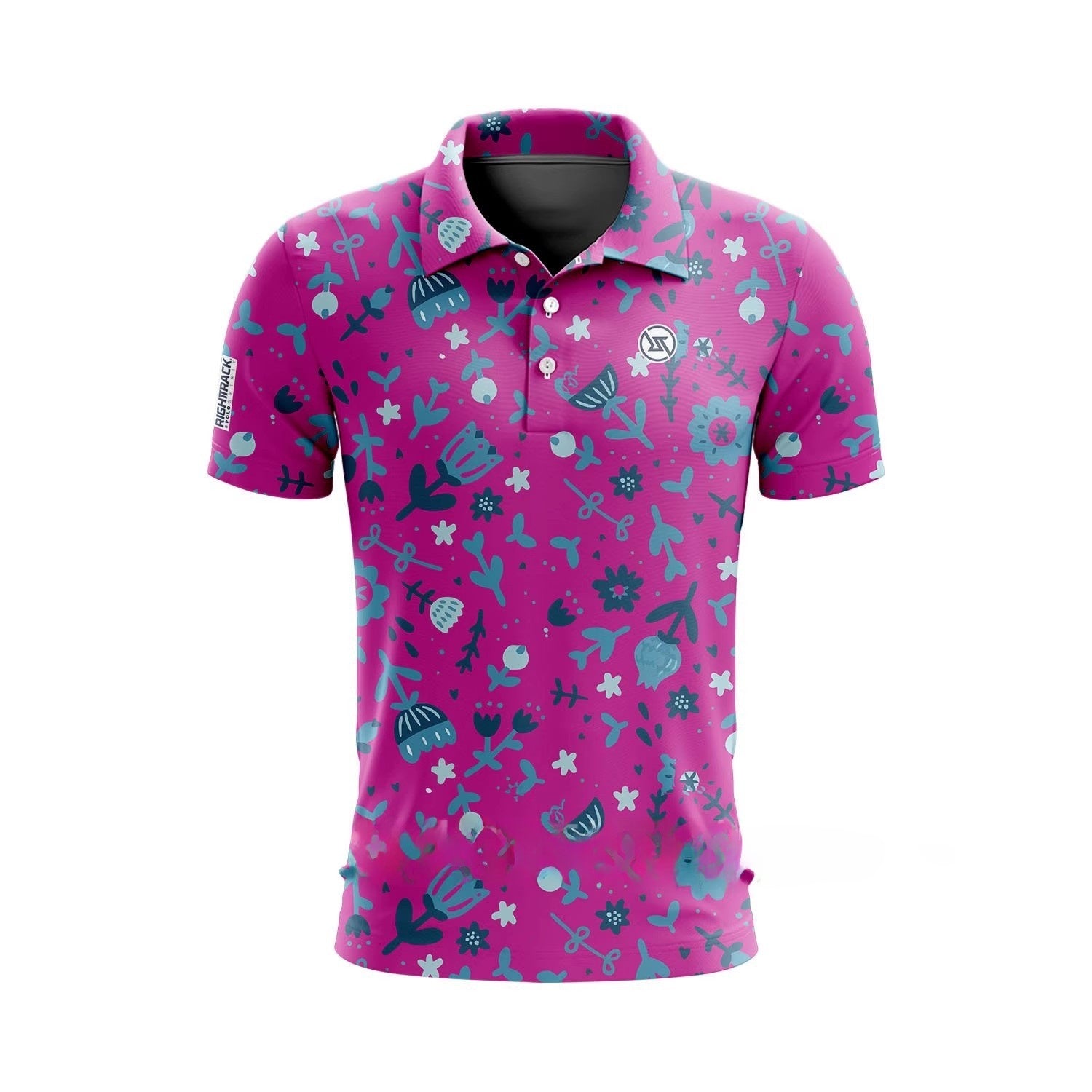 Men Golf Print Short-Sleeved Polo Shirt – Breathable Cotton Spandex Floral Performance Golf Top