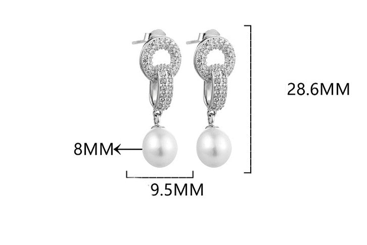 Women&#39;s Retro Fashion Sterling Silver Pearl Earrings