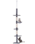 9 Foot Adjustable Height Floor To Ceiling Vertical Cat Tree - (USA ONLY + 3 TO 5 DAY SHIPPING)