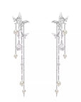 Asterism Pearl Tassel Earrings Long Light Luxury