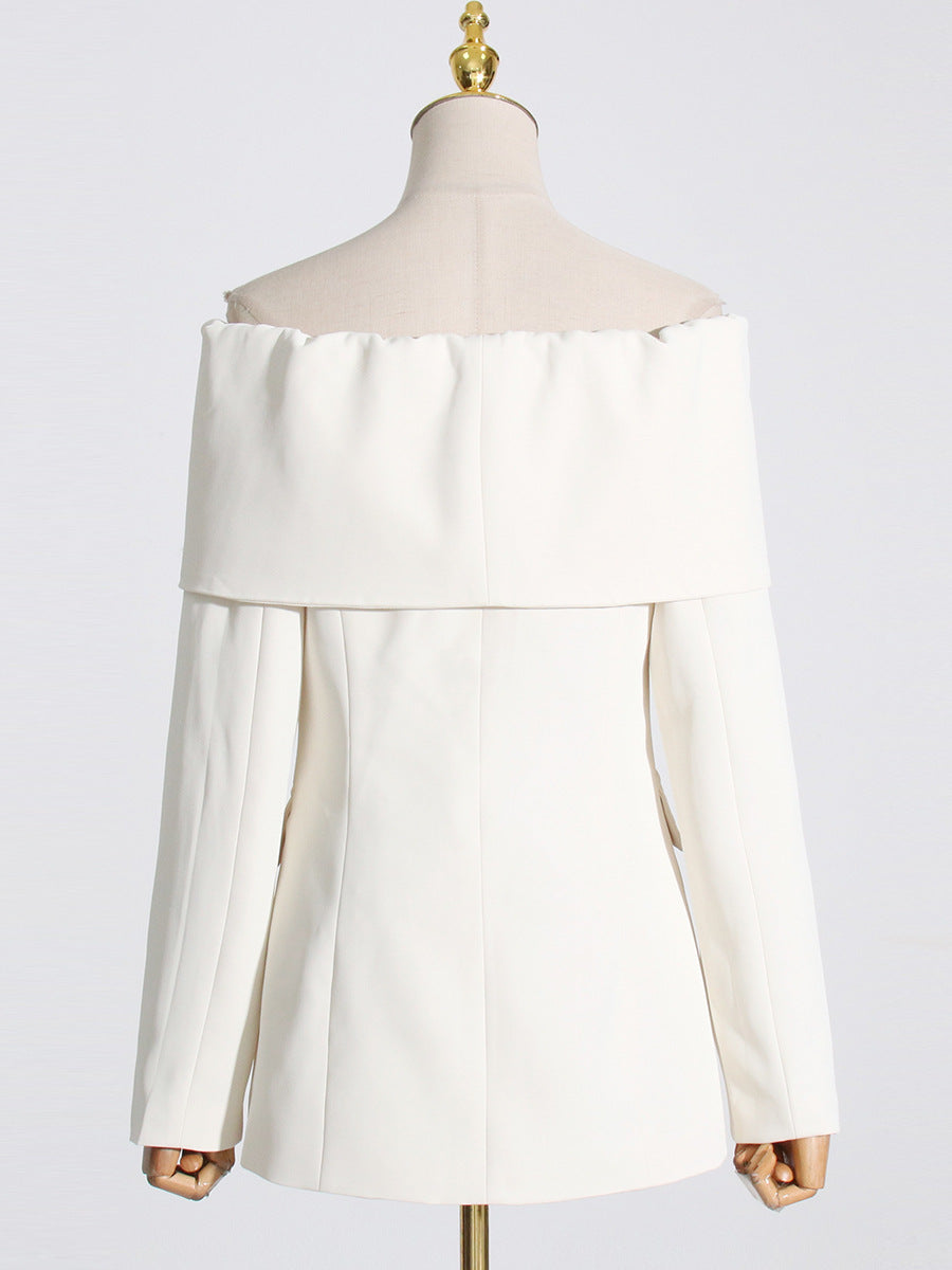 Women’s Off-Shoulder Long Sleeve Suit Coat – Elegant Spring Fashion Blazer