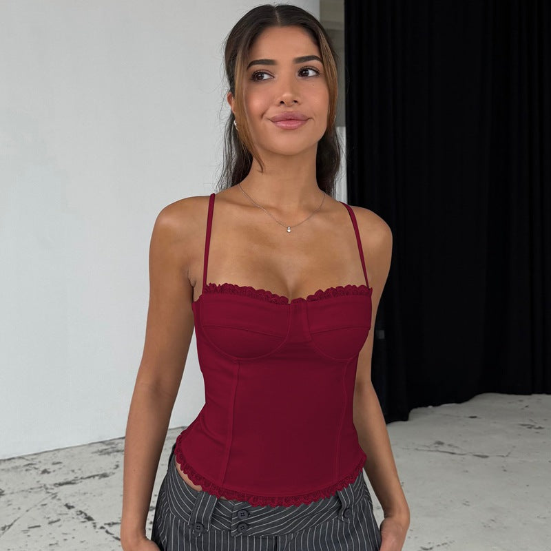 Women’s Strapless Off-Shoulder Slim Tank Top – Ultra-Short Streetwear Twill Camisole