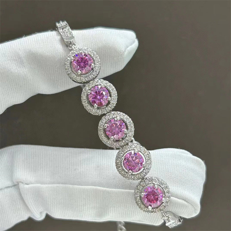 2.5 CARAT PINK Moissanite Bracelet Women&#39;s