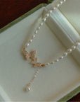 Women's Antique Pearl Butterfly Necklace