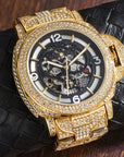 Men's Full Diamond Luminous Hollow Out Bottom Mechanical Watch