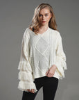 Loose Sweater Women Tassel Pure Color