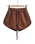 Women High-Waist Cotton Terry Shorts – Drawstring Casual Loose Fit Lounge Shorts with Pockets
