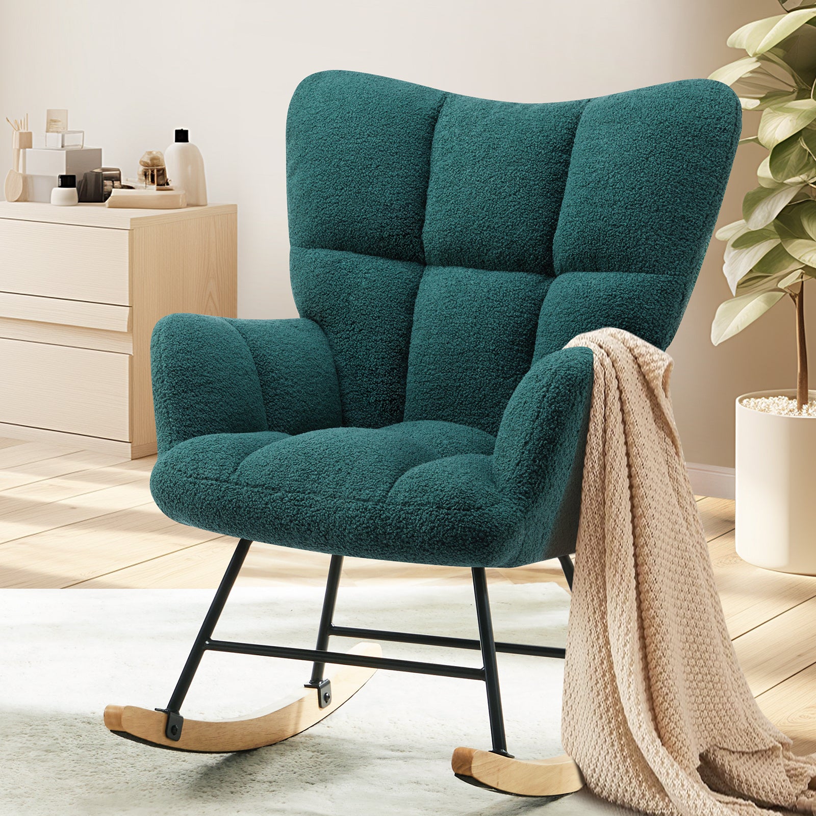 Teddy Fabric Gliding Rocking Chair ( USA ONLY + 3 TO 5 DAYS SHIPPING)