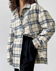 Lapel Loose Plaid Long Sleeve Shirt women