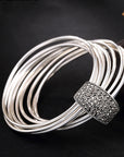 Sterling Silver Multi-ring Glossy Markerite Bracelet women