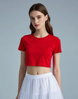 Women’s Cropped Cotton T-Shirt – American Style Short Sleeve Slim Fit Tee with Round Neck, Soft Fabric & Trendy Navel-Length Design