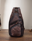 Men’s Genuine Cowhide Leather Chest Bag – Simple Retro Crossbody Satchel