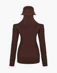 Women’s Twist Knit Lace-Up Dress – Strapless Slim-Fit Turtleneck Halter Style