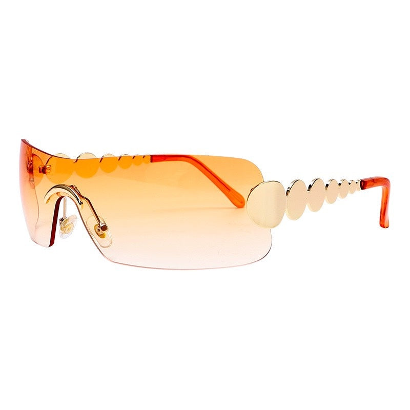 One Piece Rimless Sunglasses Concave Styling women