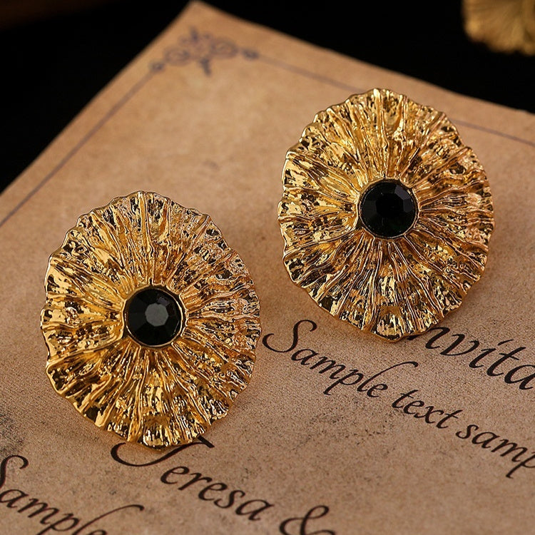 Sungirl Flower Round Studs Silver Pin Earrings women