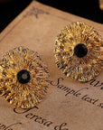 Sungirl Flower Round Studs Silver Pin Earrings women