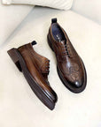 Leather Brogue Men's Shoes Thick