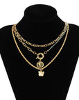 Stacked Asymmetric Beaded Butterfly Multilayer Necklace