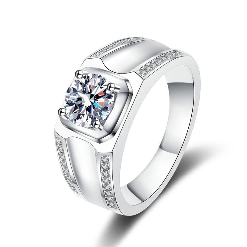 1 Carat Moissanite Ring Men&#39;s S925 Sterling Silver