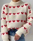 Loose Heart Jacquard Pullover