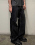 Black Stonewashed  Loose Straight Jeans MEN