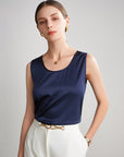Women 100% Mulberry Silk Sleeveless Camisole Top – Satin Loose Fit Elegant Solid Color Summer Layering Vest