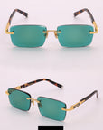 Dark Green Frameless Trimmed Sunglasses