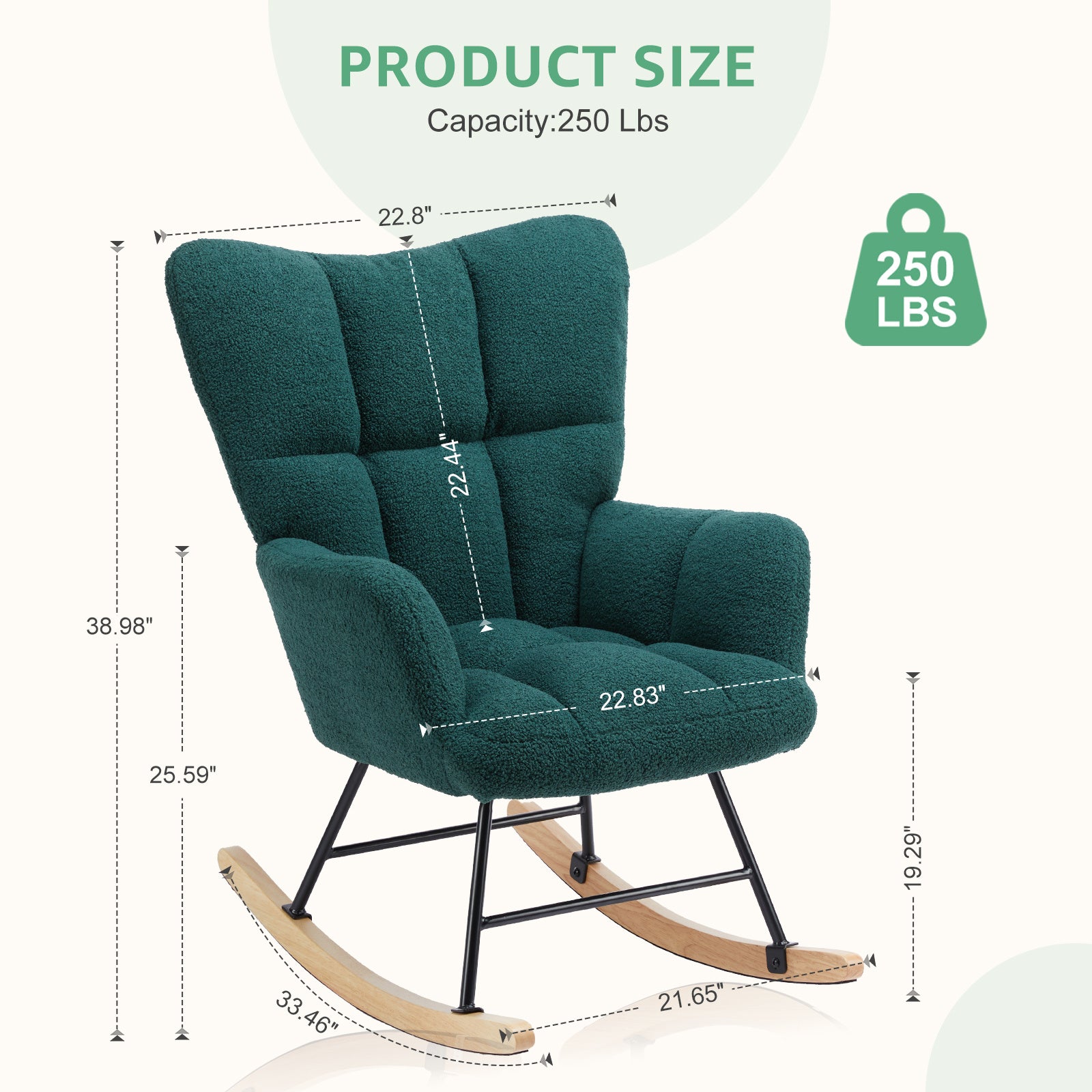 Teddy Fabric Gliding Rocking Chair ( USA ONLY + 3 TO 5 DAYS SHIPPING)