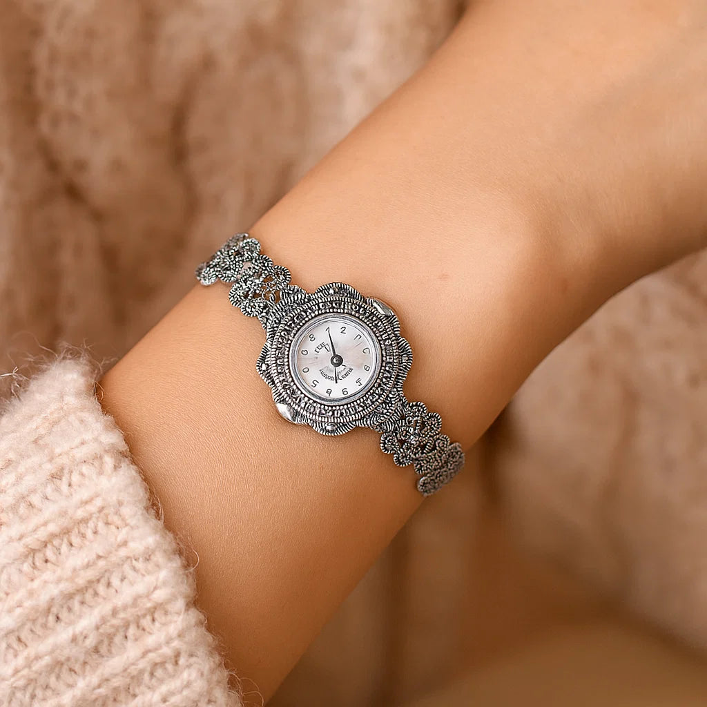 ✨ Mystic Moonlight: Thai Silver Cuff Watch