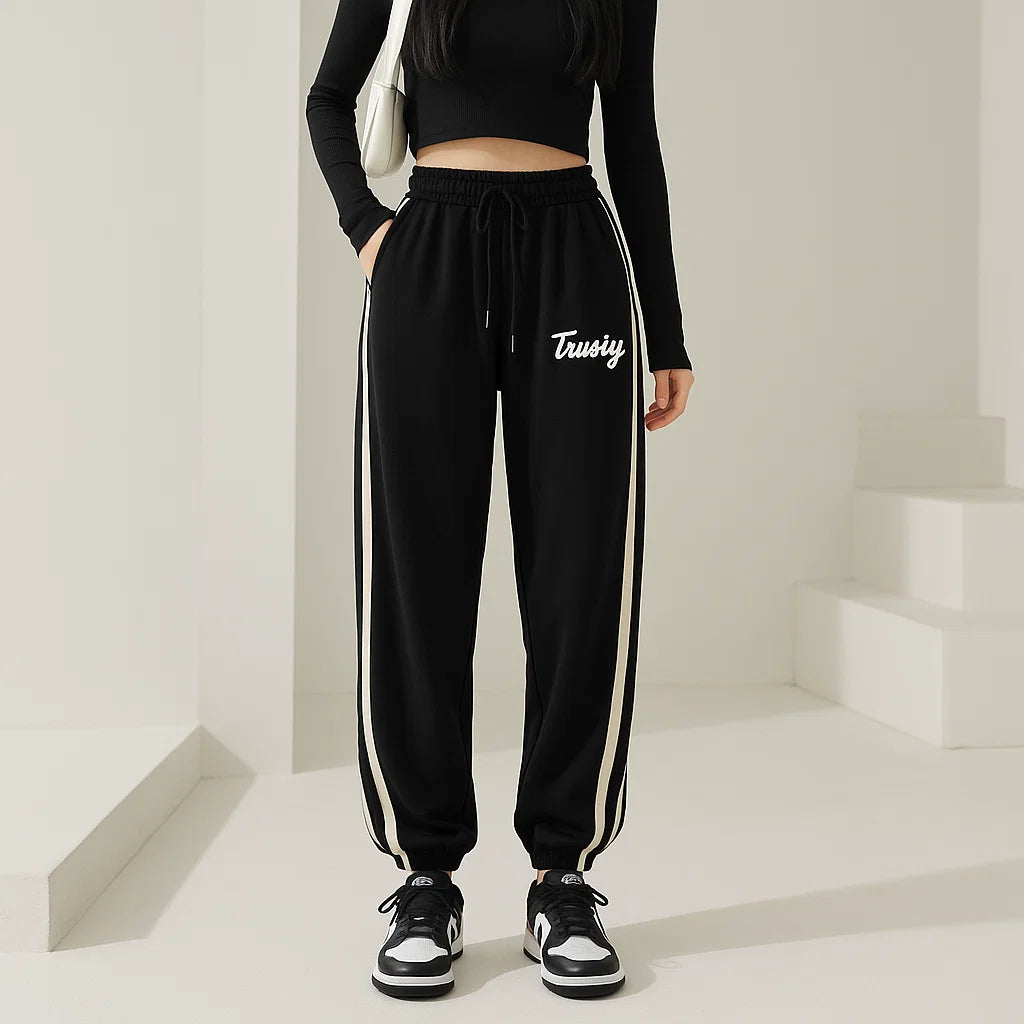 Pantalon droit à nouer à la cheville pour femme