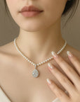 Woman's Natural Pearl & 2ct Moissanite Necklace