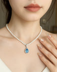 Woman's Natural Pearl & 2ct Moissanite Necklace