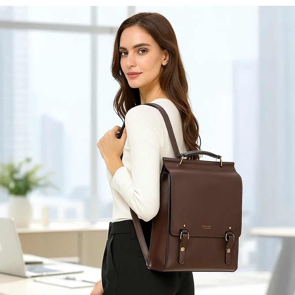 Women&#39;s Genuine Leather British College Style Computer Bag