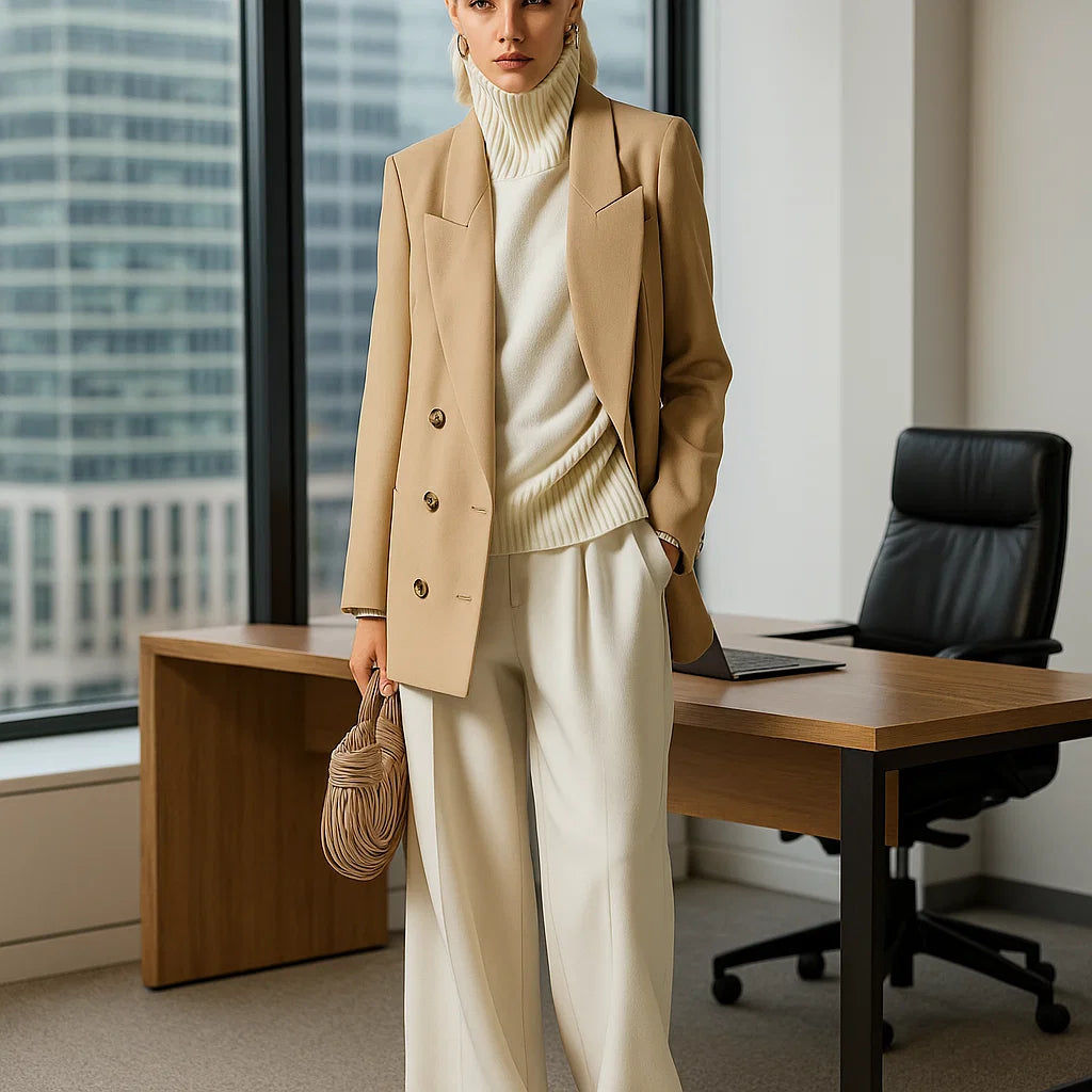 Veste de costume en laine pour femme – Blazer classique pour le travail et le style
