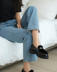 Metal Lock Catch Loafers – Women’s Platform Casual Shoes