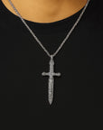 Men’s Silver Sword Pendant – Vintage Geometric Warrior Style