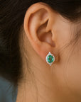 Women’s Natural Emerald Earrings – S925 Sterling Silver Retro National Style