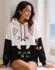 Women’s Forest Fleece Hoodie – Cozy Autumn & Winter Cartoon Style