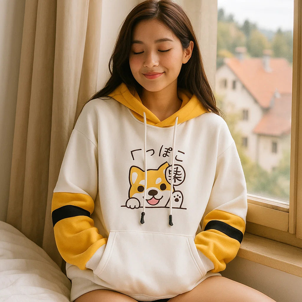 Women’s Forest Fleece Hoodie – Cozy Autumn &amp; Winter Cartoon Style