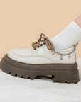 Women’s Amy & Mai British Style Platform Leather Shoes – Chunky Heel Mary Jane Design